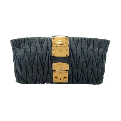 Miu Miu Teal Green Lamb Leather Quilted Handbag Golden hardware-(SKU)-960515094