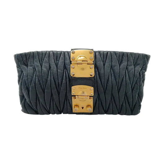 Miu Miu Teal Green Lamb Leather Quilted Handbag Golden hardware-(SKU)-960515094