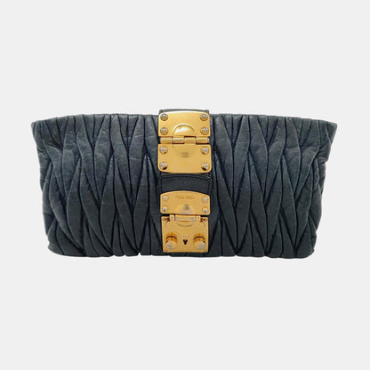 Miu Miu Teal Green Lamb Leather Quilted Handbag Golden hardware-(SKU)-960515094