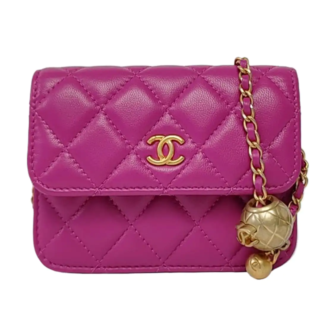 CHANEL WOC Purple Lamb Skin Crossbody Bag Golden Hardware 30 Clasp Accessories Included-(SKU)-961168945