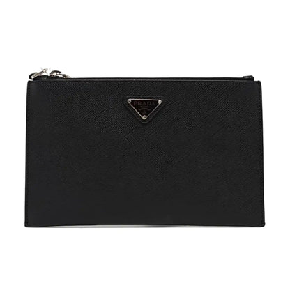 PRADA Black Cowhide Logo Monogram Handbag Silver Hardware-(SKU)-955758933