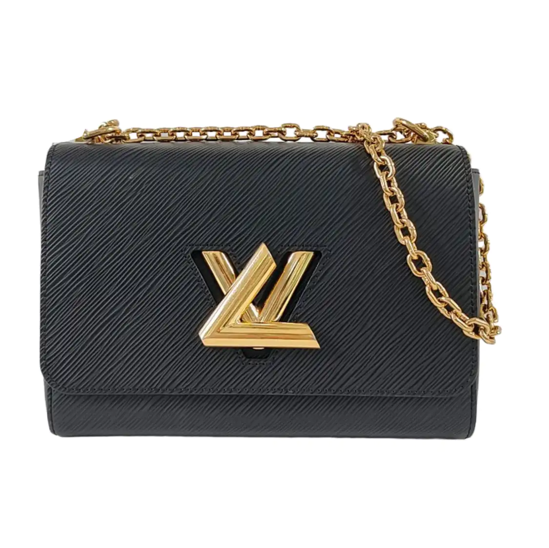 LOUIS VUITTON TWIST Medium size black EPI leather water wave crossbody bag single shoulder bag handbag golden hardware detachable shoulder strap accessories complete-(SKU)-961570654