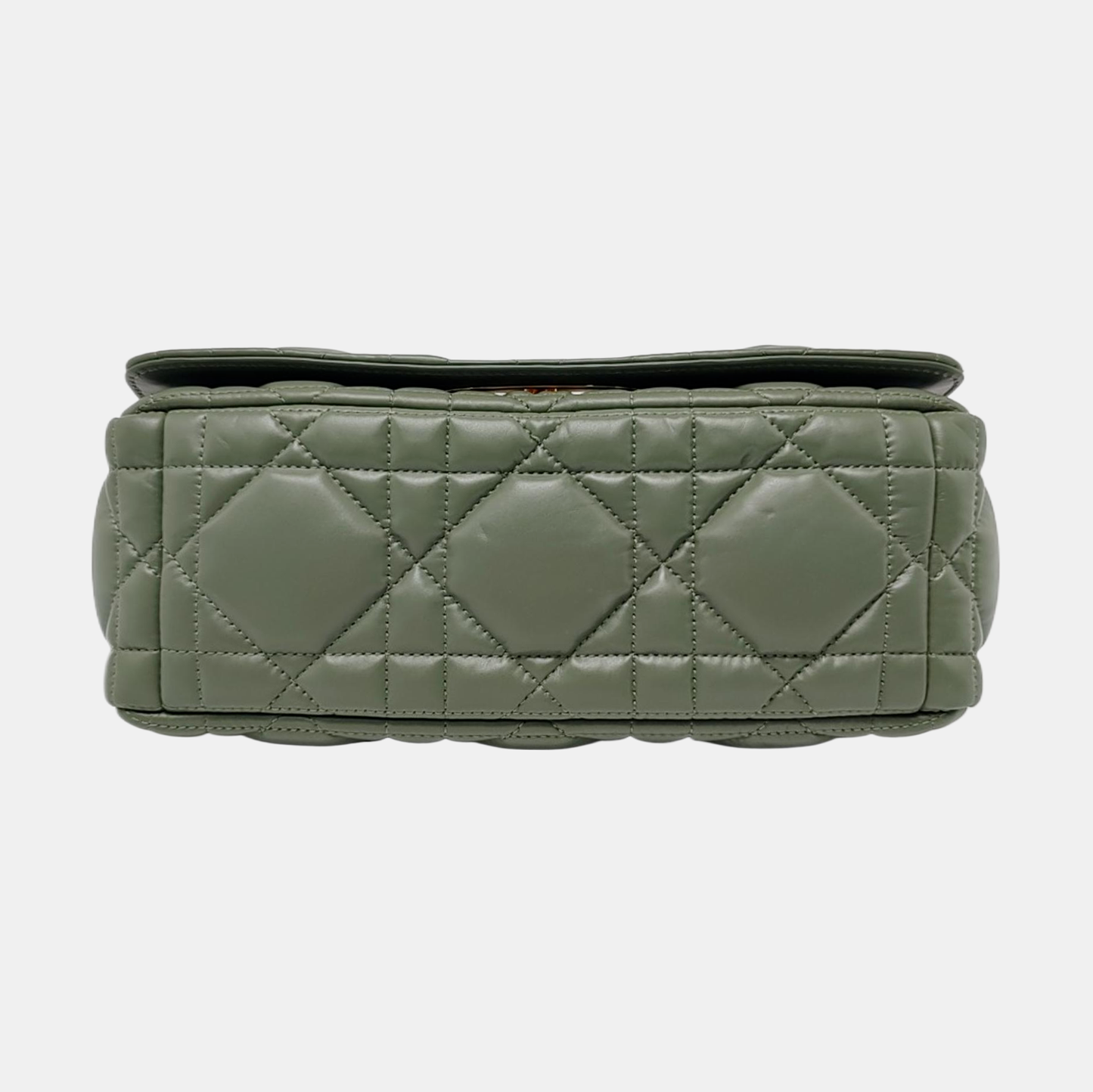 DIOR Dior Caro Medium Green Lamb Skin Monogram Quilted Crossbody Bag, Shoulder Bag, Golden Hardware-(SKU)-961613403
