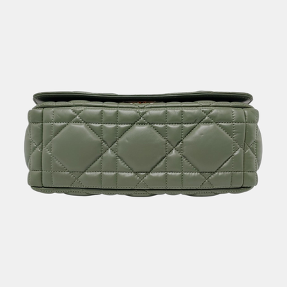 DIOR Dior Caro Medium Green Lamb Skin Monogram Quilted Crossbody Bag, Shoulder Bag, Golden Hardware-(SKU)-961613403