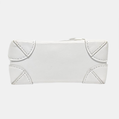 LOUIS VUITTON STEAMER Extra Small Size White Calfskin Monogram Embossed Crossbody Shoulder Bag Black Hardware Removable Shoulder Strap-(SKU)-961736730