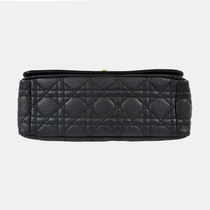 DIOR Dior Caro Medium Black Calfskin Woven Quilted Single Shoulder Bag Golden Hardware-(SKU)-961588548