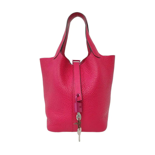 HERMÈS Picotin Lock 18 Stunning Pink Clemence Leather Market Basket Tote Bag with Pink Hardware U-(SKU)-961674885