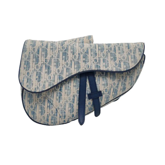 DIOR Saddle Medium Size Blue Fabric Saddle Bag Fanny Pack Crossbody Bag-(SKU)-962211429