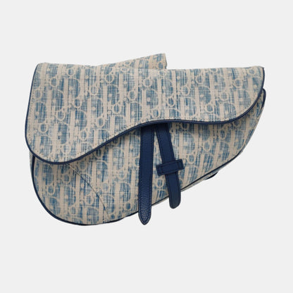DIOR Saddle Medium Size Blue Fabric Saddle Bag Fanny Pack Crossbody Bag-(SKU)-962211429