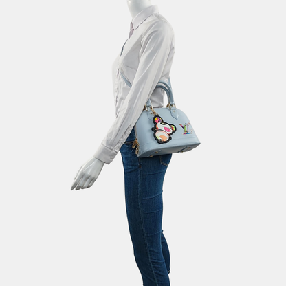LOUIS VUITTON ALMA BB Light Blue EPI Leather Water Ripple Print Shell Bag Crossbody Bag Shoulder Bag Tote Bag Golden Hardware Removable Shoulder Strap-(SKU)-962018509