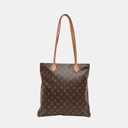 LOUIS VUITTON CARRY IT Brown Coated Canvas Monogram Shoulder Bag Golden Hardware Pockets-(SKU)-962383359