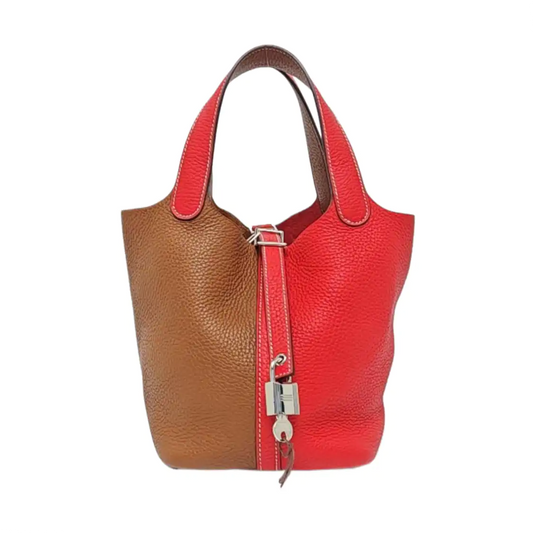 HERMÈS Picotin Lock multicolor Clemence leather basket handbag with silver hardware, Y-(SKU)-962570255