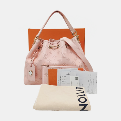 LOUIS VUITTON BUNDLE pink leather Monogram embossed crossbody bag handbag shoulder bag gold hardware removable shoulder strap complete accessories-(SKU)-962918842