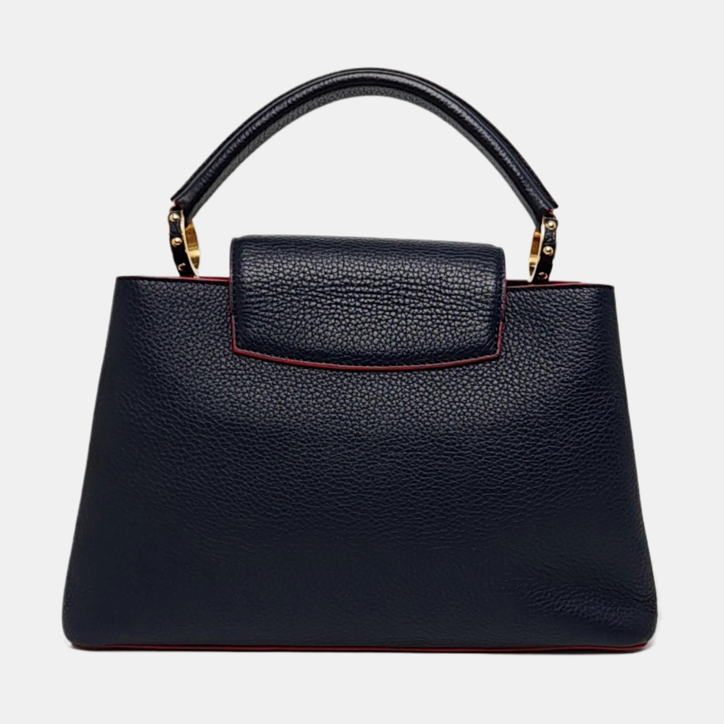 LOUIS VUITTON CAPUCINES Medium Deep Blue Calfskin Shoulder Bag Tote Bag Crossbody Bag Gold Hardware Removable Strap-(SKU)-963373643