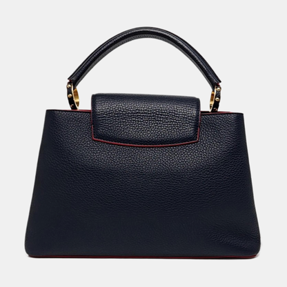 LOUIS VUITTON CAPUCINES Medium Deep Blue Calfskin Shoulder Bag Tote Bag Crossbody Bag Gold Hardware Removable Strap-(SKU)-963373643