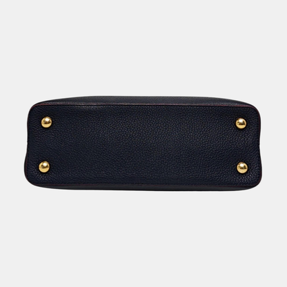 LOUIS VUITTON CAPUCINES Medium Deep Blue Calfskin Shoulder Bag Tote Bag Crossbody Bag Gold Hardware Removable Strap-(SKU)-963373643