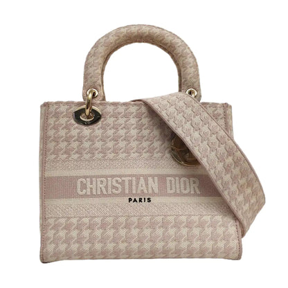 DIOR Lady D-Lite Medium Multicolor Fabric Embroidered Shoulder Bag Tote Bag Crossbody Bag Gold Hardware Removable Strap-(SKU)-963229512