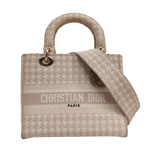 DIOR Lady D-Lite Medium Multicolor Fabric Embroidered Shoulder Bag Tote Bag Crossbody Bag Gold Hardware Removable Strap-(SKU)-963229512