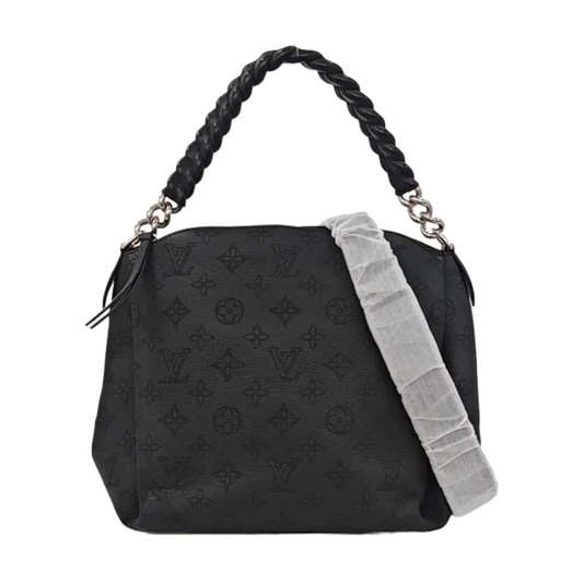 LOUIS VUITTON BABYLONE BB Black Calfskin Monogram Braided Shoulder Bag Tote Bag Silver Hardware Removable Strap-(SKU)-963487874