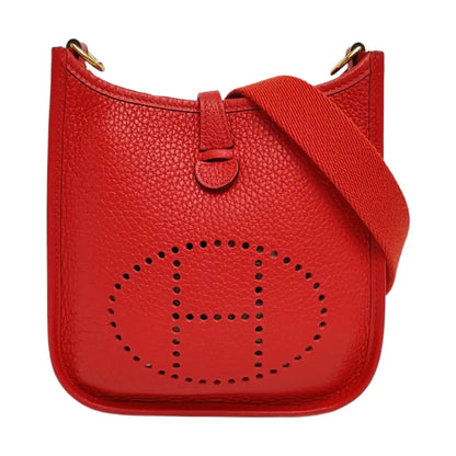 HERMÈS Evelyne TPM Flag Red Clemence Cowhide Openwork Evelyne Single Shoulder Bag Sling Bag Gold Hardware D Removable Strap-(SKU)-963421290