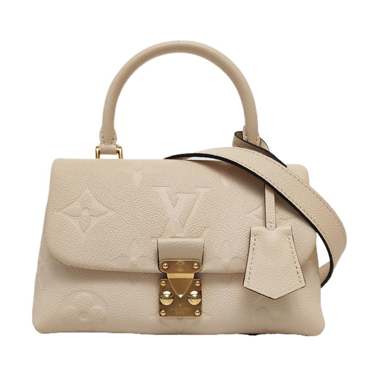 LOUIS VUITTON MADELEIN BB Beige Calfskin Quilted Crossbody Shoulder Bag Handbag Tote Bag Golden Hardware Removable Strap-(SKU)-963269885