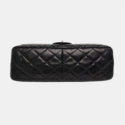 CHANEL 2.55 Maxi Super Large Black Lamb Leather Quilted Single Shoulder Bag Tote Bag Palladium Hardware 14 Clasp-(SKU)-963460572