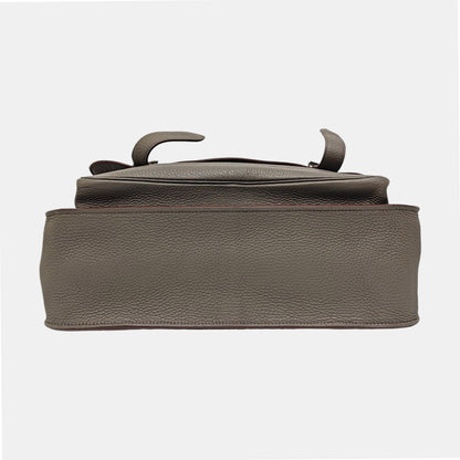 HERMÈS Steve Charcoal Grey Clemence Leather Shoulder Bag Crossbody with Silver Hardware, 🄿-(SKU)-963416776