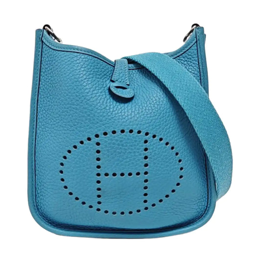 HERMÈS Evelyne TPM Northern Blue Clemence Leather Evelyne Single-Shoulder Bag, Crossbody Bag with Silver Hardware, Z Stamp, Detachable Shoulder Strap, Complete Accessories-(SKU)-964083815