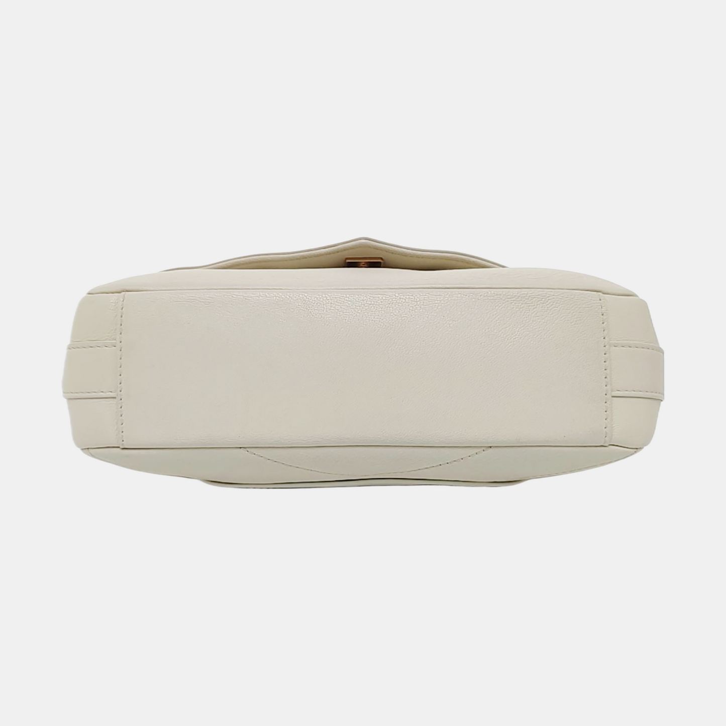 CHANEL ELAPHE White Lamb Skin V-Stitch Single Shoulder Bag Handbag Crossbody Bag with Gold Hardware-(SKU)-964402541