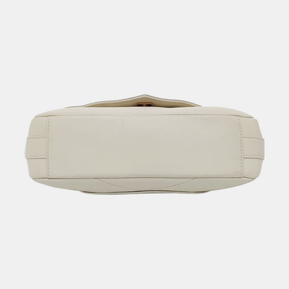 CHANEL ELAPHE White Lamb Skin V-Stitch Single Shoulder Bag Handbag Crossbody Bag with Gold Hardware-(SKU)-964402541