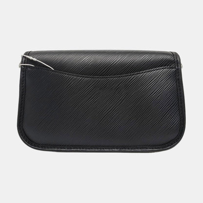 LOUIS VUITTON BUCI Black EPI Calfskin Water Ripple Pattern Single Shoulder Bag Crossbody Handbag Silver Hardware Removable Shoulder Strap Complete Accessories-(SKU)-964733197
