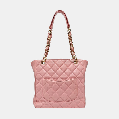 CHANEL CHANEL PST Pink Calfskin Quilted Handbag Gold Hardware 8 Clasp-(SKU)-964725019