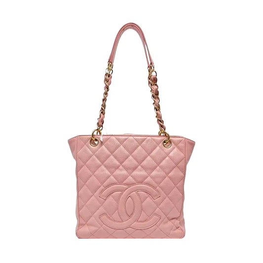 CHANEL CHANEL PST Pink Calfskin Quilted Handbag Gold Hardware 8 Clasp-(SKU)-964725019