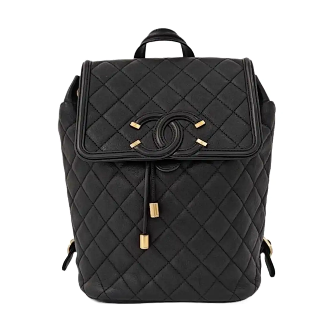 CHANEL FILIGREE black grained leather quilted shoulder bag, crossbody bag, handbag with gold hardware and 25 chain links-(SKU)-964770132