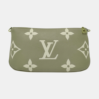 LOUIS VUITTON MULTI Green Calfskin Crossbody Shoulder Bag Tote Bag Gold Hardware Pockets 2 Removable Shoulder Straps Full Accessories-(SKU)-964086882