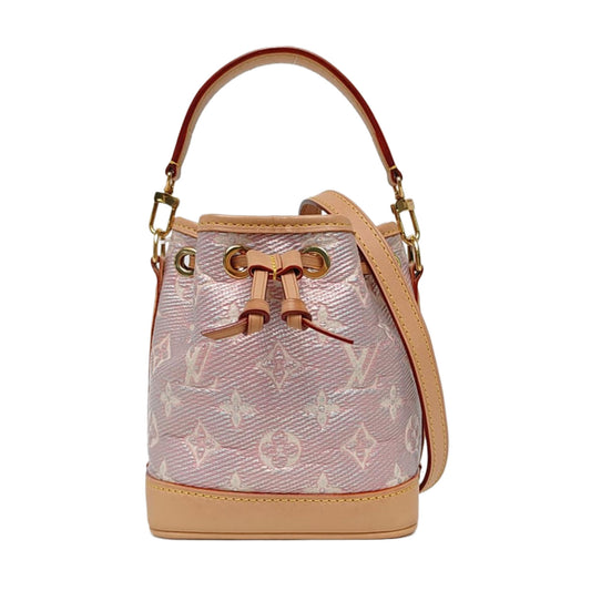LOUIS VUITTON NOÉ Mini Pink Coated Canvas MonogramShoulder Bag Tote Bag Gold Hardware 2 Removable Straps-(SKU)-964981440
