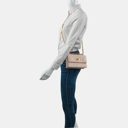 DIOR Dior Caro Mini Pink Calfskin Diamond Quilted Shoulder Bag Crossbody Bag Gold Hardware Removable Strap-(SKU)-965127534