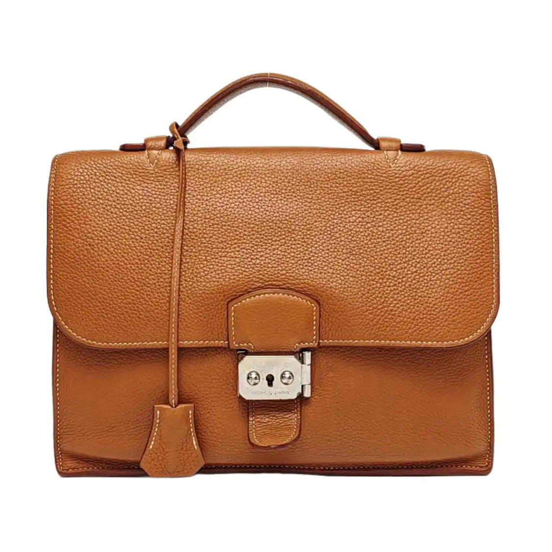 HERMÈS Sac A Depeches 27 Gold Brown Clemence Leather Handbag Silver Hardware K Engraved-(SKU)-965014761