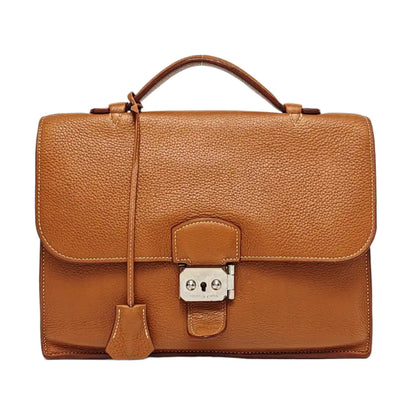 HERMÈS Sac A Depeches 27 Gold Brown Clemence Leather Handbag Silver Hardware K Engraved-(SKU)-965014761