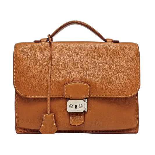 HERMÈS Sac A Depeches 27 Gold Brown Clemence Leather Handbag Silver Hardware K Engraved-(SKU)-965014761