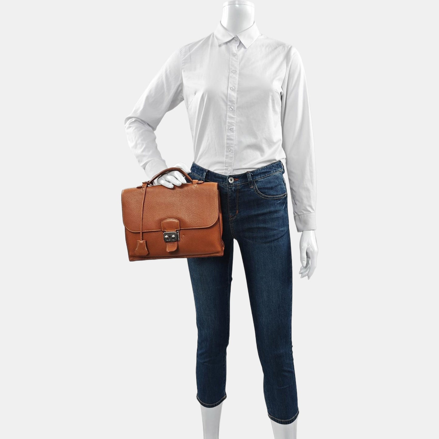 HERMÈS Sac A Depeches 27 Gold Brown Clemence Leather Handbag Silver Hardware K Engraved-(SKU)-965014761