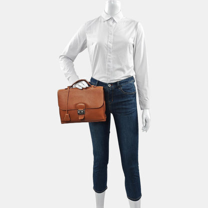 HERMÈS Sac A Depeches 27 Gold Brown Clemence Leather Handbag Silver Hardware K Engraved-(SKU)-965014761