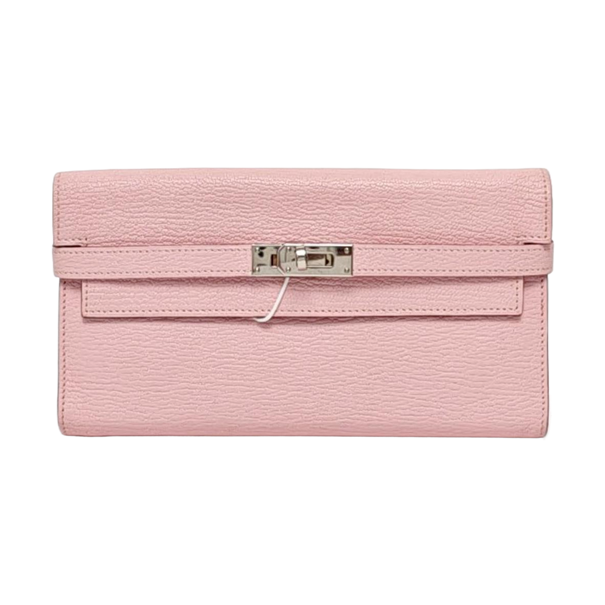 HERMÈS Kelly Milkshake Pink Chèvre Mysore Goat Skin Kelly Bag Wallet Silver Hardware D External Stitch-(SKU)-965277205