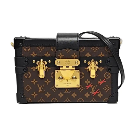 LOUIS VUITTON PETITE MALLE Brown Monogram Canvas Shoulder Bag with Shoulder Strap, Gold Hardware, Detachable Strap-(SKU)-965422411