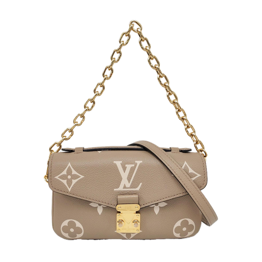 LOUIS VUITTON MÉTIS EAST WEST Elephant Grey Leather Monogram Embossed Messenger Bag Shoulder Bag Tote Bag Golden Hardware 2 Removable Shoulder Straps-(SKU)-965421523