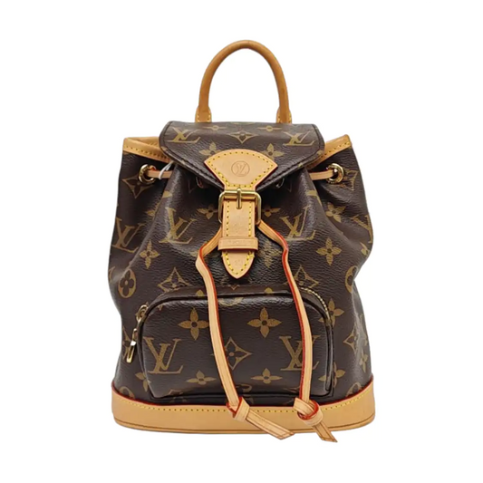LOUIS VUITTON MONTSOURIS BB brown coated canvas Monogram backpack gold hardware 2 removable shoulder straps complete accessories-(SKU)-965720773