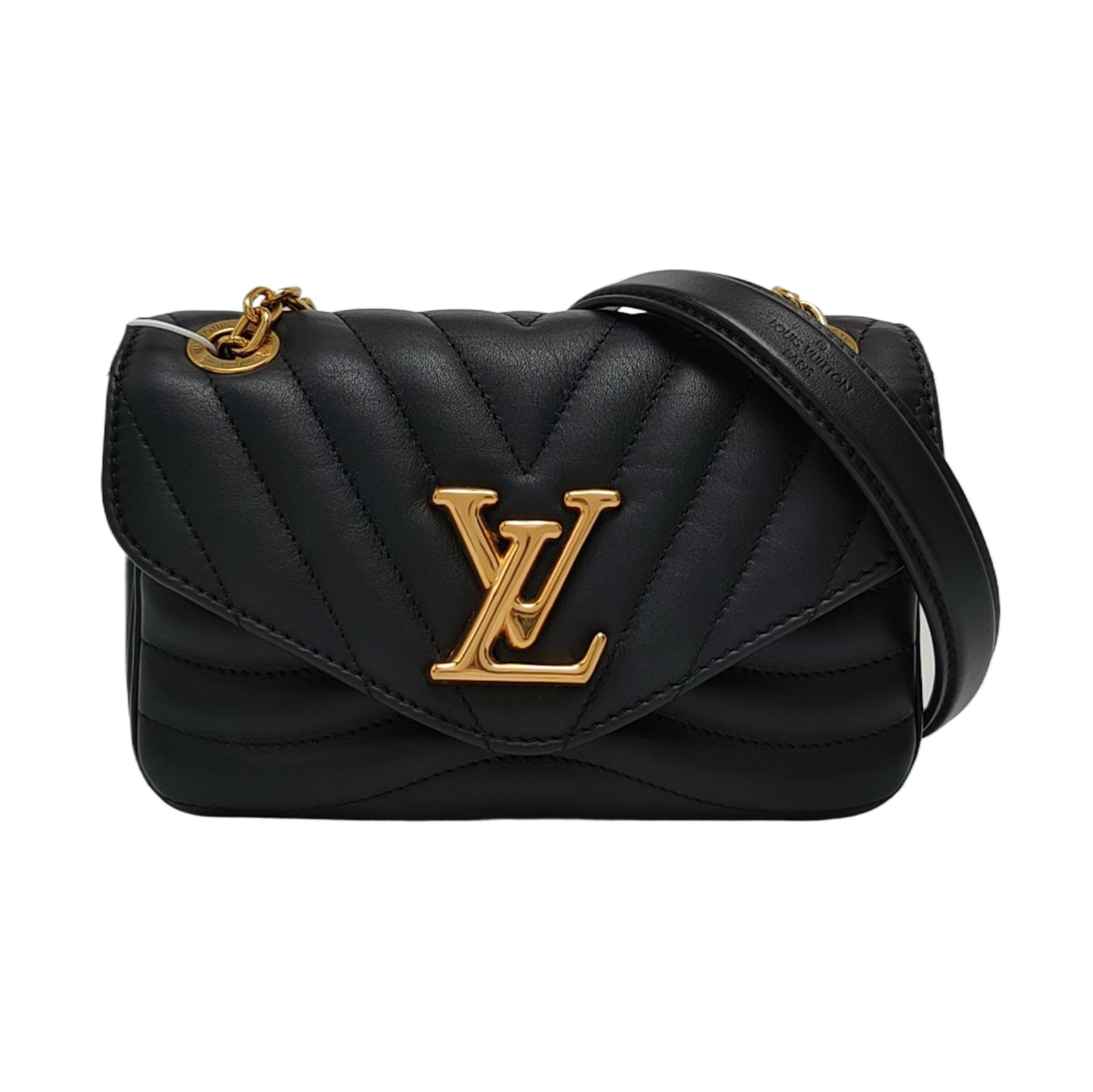 LOUIS VUITTON NEW WAVE Small Black Leather Quilted Shoulder Bag Crossbody with Detachable Strap-(SKU)-965392213