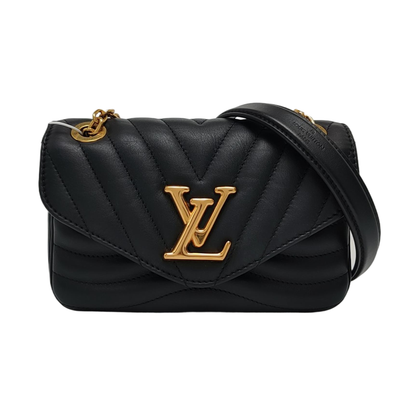 LOUIS VUITTON NEW WAVE Small Black Leather Quilted Shoulder Bag Crossbody with Detachable Strap-(SKU)-965392213