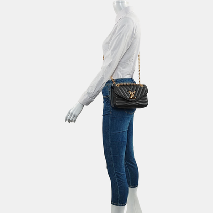 LOUIS VUITTON NEW WAVE Small Black Leather Quilted Shoulder Bag Crossbody with Detachable Strap-(SKU)-965392213