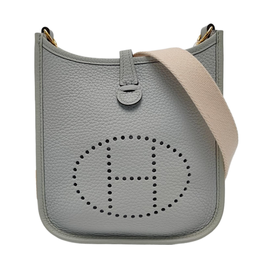 HERMÈS Evelyne 16 Cupola blue Clemence leather perforated Evelyne crossbody bag shoulder bag handbag with gold hardware B and removable shoulder strap-(SKU)-964860135